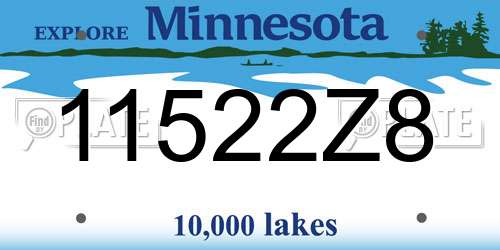 11522Z8 Minnesota License Plate