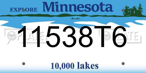 11538T6 Minnesota License Plate
