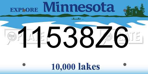 11538Z6 Minnesota License Plate