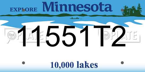 11551T2 Minnesota License Plate
