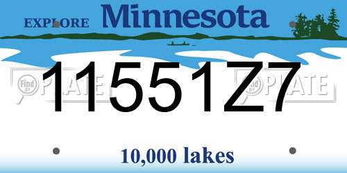 11551Z7 Minnesota License Plate