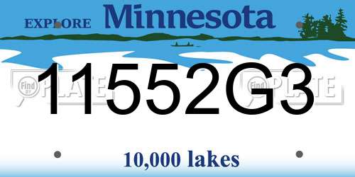 11552G3 Minnesota License Plate