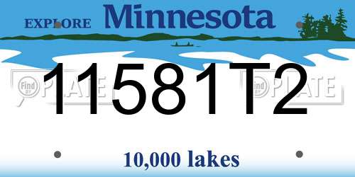 11581T2 Minnesota License Plate