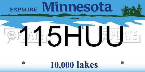 115HUU Minnesota License Plate