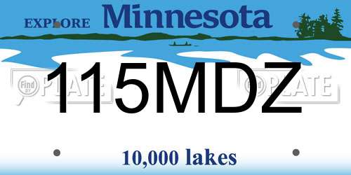 115MDZ Minnesota License Plate