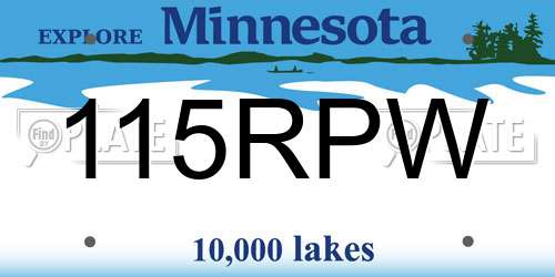 115RPW Minnesota License Plate