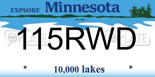 115RWD Minnesota License Plate