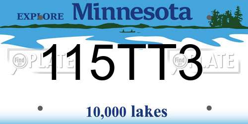 115TT3 Minnesota License Plate