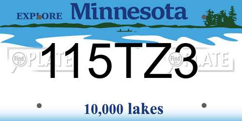 115TZ3 Minnesota License Plate
