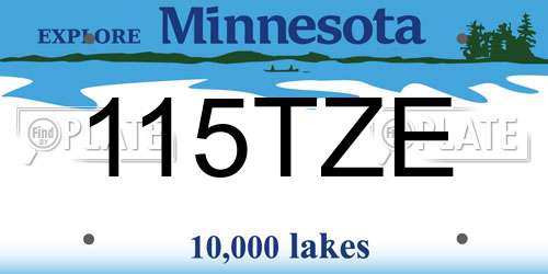 115TZE Minnesota License Plate