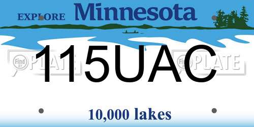 115UAC Minnesota License Plate