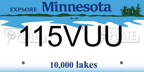115VUU Minnesota License Plate