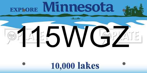 115WGZ Minnesota License Plate