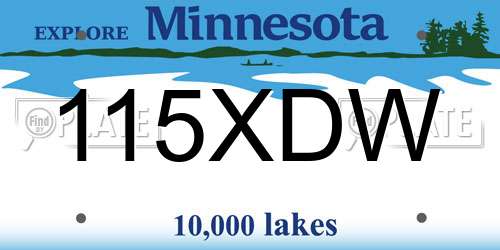115XDW Minnesota License Plate