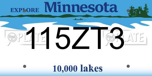 115ZT3 Minnesota License Plate