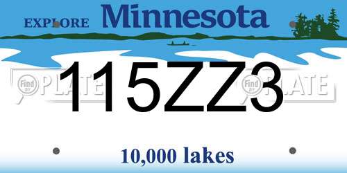 115ZZ3 Minnesota License Plate