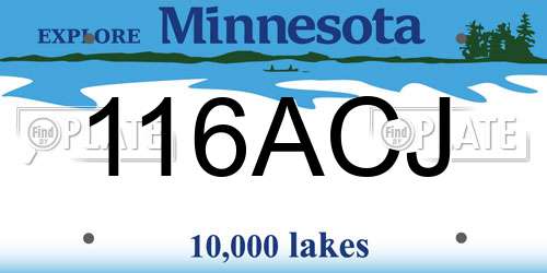 116ACJ Minnesota License Plate