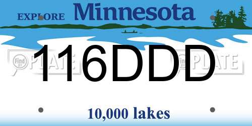 116DDD Minnesota License Plate