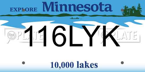 116LYK Minnesota License Plate