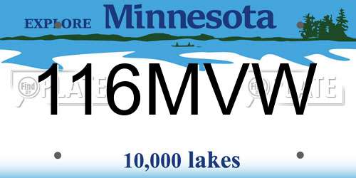 116MVW Minnesota License Plate