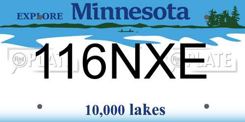 116NXE Minnesota License Plate