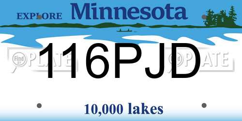 116PJD Minnesota License Plate