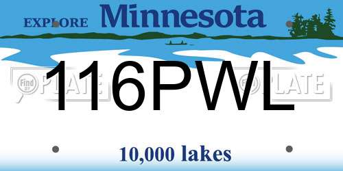 116PWL Minnesota License Plate