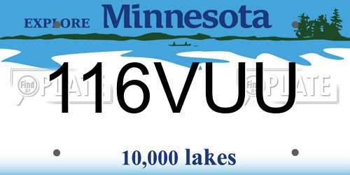 116VUU Minnesota License Plate