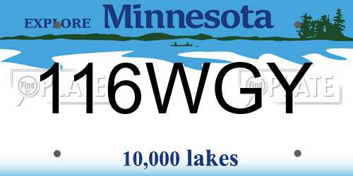 116WGY Minnesota License Plate