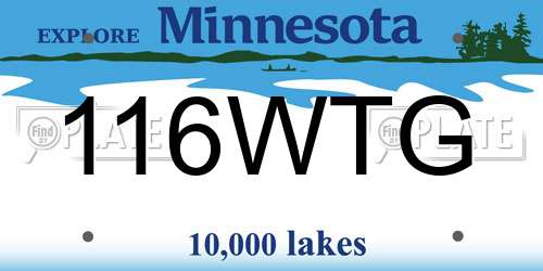 116WTG Minnesota License Plate