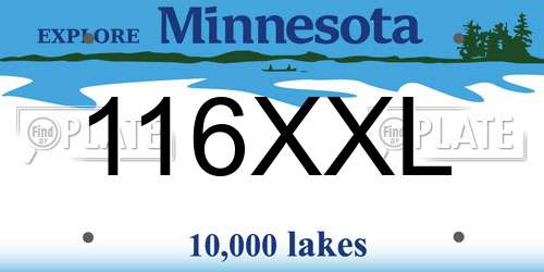 116XXL Minnesota License Plate