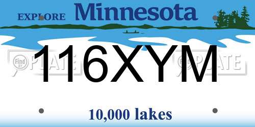 116XYM Minnesota License Plate