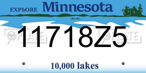 11718Z5 Minnesota License Plate