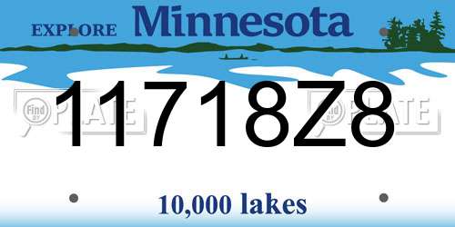 11718Z8 Minnesota License Plate