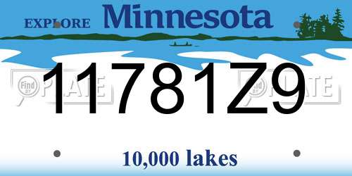 11781Z9 Minnesota License Plate
