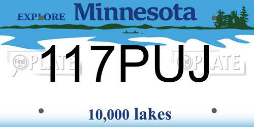117PUJ Minnesota License Plate