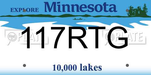 117RTG Minnesota License Plate