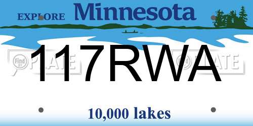 117RWA Minnesota License Plate