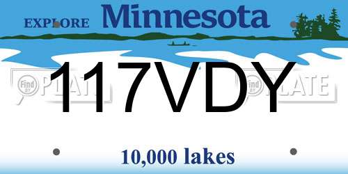 117VDY Minnesota License Plate