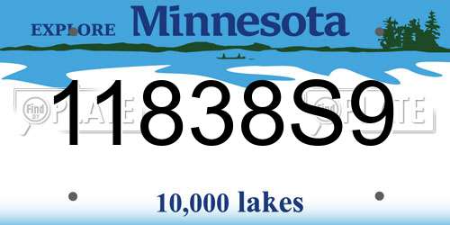 11838S9 Minnesota License Plate