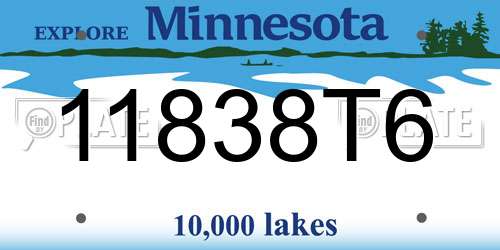 11838T6 Minnesota License Plate