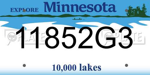 11852G3 Minnesota License Plate