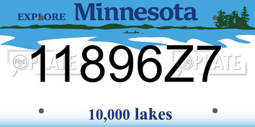 11896Z7 Minnesota License Plate