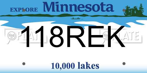 118REK Minnesota License Plate