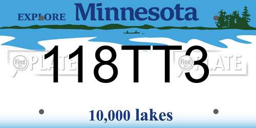 118TT3 Minnesota License Plate