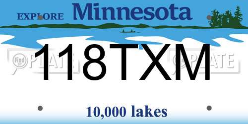 118TXM Minnesota License Plate