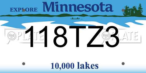 118TZ3 Minnesota License Plate