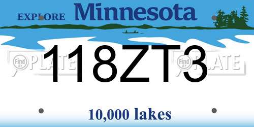 118ZT3 Minnesota License Plate