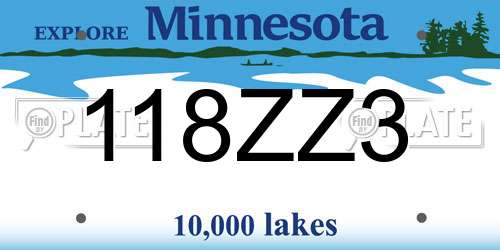 118ZZ3 Minnesota License Plate