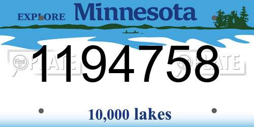 1194758 Minnesota License Plate